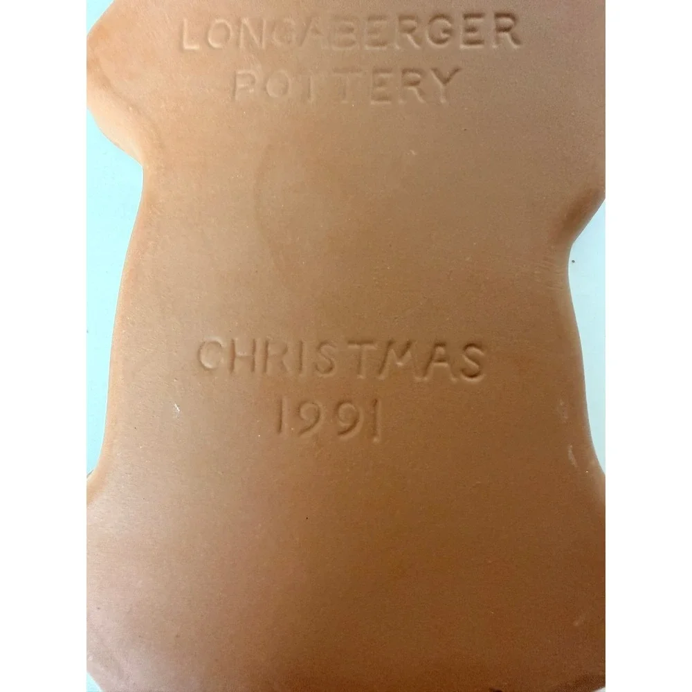 Longaberger Pottery Kriss Kringle Cookie Mold Christmas 1991 Santa Claus Brown